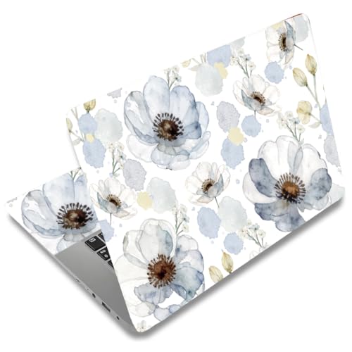 SUPERDANT 3 Pcs Laptop Skin Sticker Cover Decal Ink Flowers PVC Waterproof Scratch-Resistant Trim-to-Fit for 12-15.6 Inch Notebook Wrap Personalize Set Gift 14.9x10.6in - style: Flowers