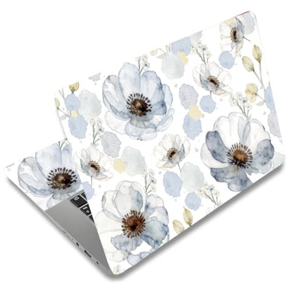 SUPERDANT 3 Pcs Laptop Skin Sticker Cover Decal Ink Flowers PVC Waterproof Scratch-Resistant Trim-to-Fit for 12-15.6 Inch Notebook Wrap Personalize Set Gift 14.9x10.6in - style: Flowers