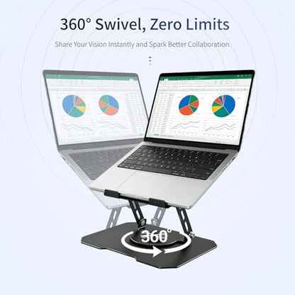 Laptop Stand for Desk, 360 Rotating Computer Riser with Adjustment Wrench, Ergonomic Laptop Riser for Collaborative, WorkFoldable & Portable Heavy Duty Stand Fit 10-16” Laptops