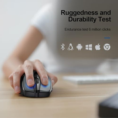 TECKNET Wireless Mouse (2.4G & BT5.0/3.0) Silent 4800 DPI Computer USB A & Bluetooth Mouse 6 Buttons, Wide Compatibility - Grey - color: Grey