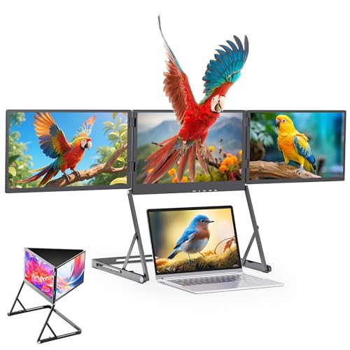 15.6'' Laptop Screen Extender Monitor Portable, Quad Monitor, Just 1 Cable for 3 Screens, FHD 1080P IPS Laptop Extender Compatible with Wins/Mac for 13.6" - 17.3" Laptops - size: 15.6"