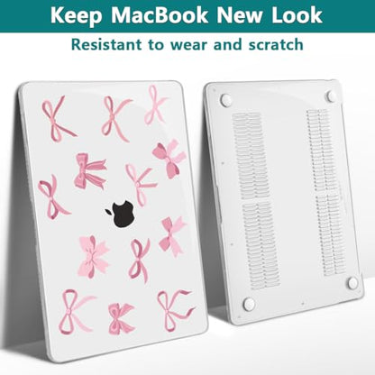 Teryeefi Case for MacBook Air 13 inch M1 A2337 A2179 A1932 2018 2021 2020 2019 2018 Release, Plastic Hard Shell Case & Keyboard Cover & Screen Protector, Cute Pink Bows - color: Cute Pink Bows