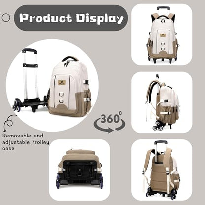 18" Black Boys Backpack with 6 Wheels, Carry-on Rolling Kids Backpack for School Boys, Black - color: 6 Wheels-black