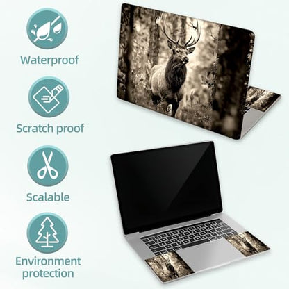 Universal Laptop Skin Decal, 3-Piece Vinyl Protector for 12 13 14 15.6" Notebook, Waterproof Anti-Scratch, Easy Trim & Bubble-Free Finish, Elk in the Woods - color: Elk in the Woods