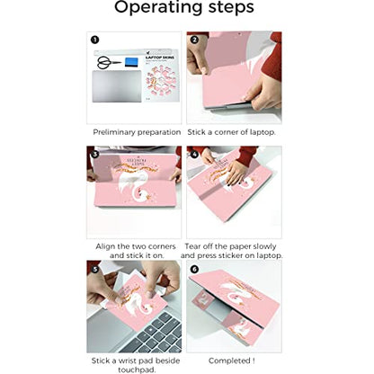 Laptop Skin Sticker,13.3 14 15 15.4 15.6 inch Laptop Skins,Universal Vinyl Decal,Dustproof Scratch Resistant Reusable Cover Protector with Free 2 Wrist Pads (Sweet Princess) - color: Sweet Princess