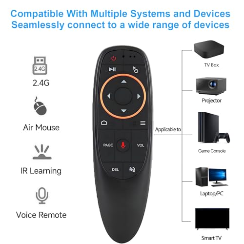 Air Mouse Remote, Gyro Game Remote Motion Controlled 2.4GHz Wireless Voice 6 Axis Gyroscope Learning USB Plug and Play with Receiver for TV PC Android Box