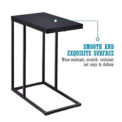 Tangkula Sofa Side End Table C Table Laptop Holder End Stand Desk Coffee Tray Side Table Notebook Tablet Beside Bed Sofa Portable Workstation (Black) - color: Black