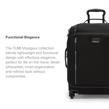 TUMI - Voyageur Leger 4 Wheeled Luggage - Women's Lightweight and Spacious, Sleek Silhouette, Durable Premium Suitcase - 21.8" Large Dual Access Expandable Carry On, Black with Gunmetal Hardware - color: BLACK/GUNMETAL, style: 21.8" Continental Expandable