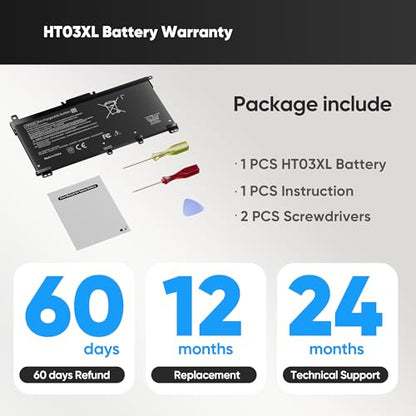 L11119-855 Laptop Battery HT03XL for HP Pavilion 14-CE 14-CF 14-DF 15-CS 15-DA 15-DB 15-DW 17-by 17-CA Series 15-CS0053CL 15-DW0033NR 15-DA0014DX L11421-542 L11421-2C2 HSTNN-UB7J HSTNN-DB8R HT03041XL - size: 7.35 x 3.5 x 0.25 inches L11119-855 BATTERY