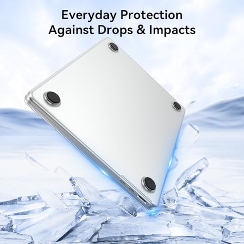 EooCoo Case for MacBook Air 15 inch M5 M4 M3 M2 2026-2023, Frost Clear | Easy to Install, Sturdy, Plastic Hard Shell Case & Keyboard Cover & Screen Protector, Model: A3448 A3241 A3114 A2941 - color: Original Clear