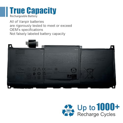MN79H Laptop Battery Replacement for Dell XPS 9320 XPS 13 Plus 9320 XPS 13 9340 9345 Series 0NXRKW XPS9320-7523BLK-PUS XPS9320-7585SLV-PUS J7H5M 0J7H5M NXRKW 11.55V 55Wh 4524mAh - size: 10.44*4.31*0.23 inch MN79H