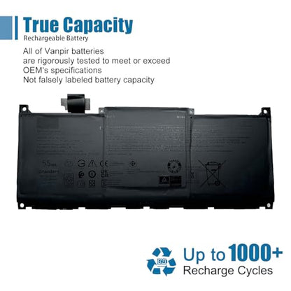 MN79H Laptop Battery Replacement for Dell XPS 9320 XPS 13 Plus 9320 XPS 13 9340 9345 Series 0NXRKW XPS9320-7523BLK-PUS XPS9320-7585SLV-PUS J7H5M 0J7H5M NXRKW 11.55V 55Wh 4524mAh - size: 10.44*4.31*0.23 inch MN79H