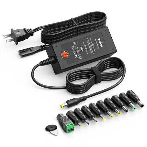 Belker 45W Universal 5V 6V 7.5V 9V 12V 13.5V 15V Power Supply with 10 Tips | AC DC Adapter for Household Eletronics LCD LED Strip Light Router HUB Speaker - Support 0.5A 1A 2A 3A 3000mA Max - size: 45w 5-15v