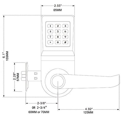 Digital Door Lock,Unlock with Remote Control, M1 Card, Code and Key,Handle Direction Reversible