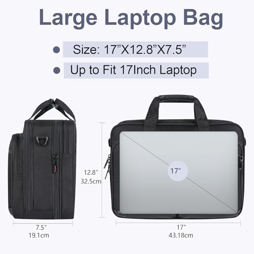 VANKEAN Expandable Waterproof Laptop Briefcase Fits Up to 17.3" for Travel