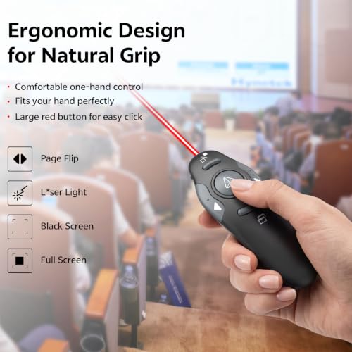 Presentation Clicker for PowerPoint, Wireless Presenter Remote with Case | USB A/C Receiver, Rechargeable Battery, Carrying Case Included