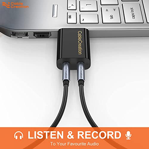 CableCreation USB Audio Adapter with 3.5mm Jack, USB External Stereo Card | External Stereo Sound Card with 3.5mm Earphone and Microphone for PS4, PS5, Windows, Mac, Linux, Plug and Play, Black - color: Black, size: 1-Pack