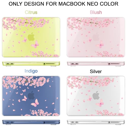 May Chen Compatible with MacBook Neo 13 inch Case 2026 Model A3404, Plastic Hard Shell,Keyboard Cover,Screen Protector,Dust Plug, for MacBook Neo 13" with A18 Pro Chip, Cherry Blossom - color: Cherry blossom