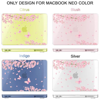 May Chen Compatible with MacBook Neo 13 inch Case 2026 Model A3404, Plastic Hard Shell,Keyboard Cover,Screen Protector,Dust Plug, for MacBook Neo 13" with A18 Pro Chip, Cherry Blossom - color: Cherry blossom