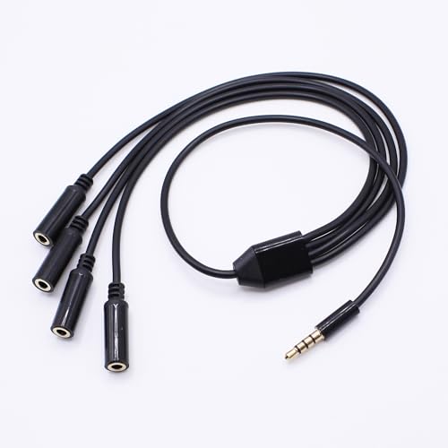 3.5mm Headphone Splitter 1 to 4-Ways 3.5mm (1/8") TRRS 4-Pole Gold Plated Male to 4-Female Stereo Jack Splitter Audio Cable for Headphone and Microphones(50cm/20in) - style: 4 Ways