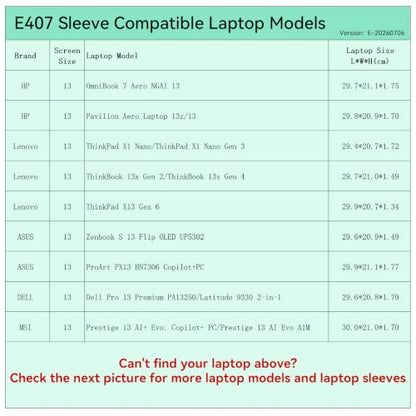 Smatree Elite Laptop Sleeve for 13 inch HP/Lenovo/ASUS/DELL/MSI | for 13inch HP OmniBook7/Pavilion,Lenovo ThinkPad X1Nano/ThinkBook,ASUS Zenbook/ProArt,DELL Latitude/Pro13,MSI Prestige(E407) - size: 13 inch/E407/Size: 31.2*21.7cm|