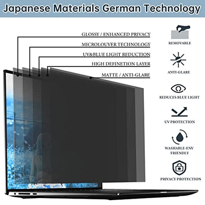 IPROKKO Laptop Privacy Screen 13.3 Inch Compatible With Hp, Dell, Acer, Lenovo, Thinkpad, Samsung, Asus, Sony, Removable 16:9 Aspect Laptop Privacy Shield, Anti Blue Light Glare 13.3 Inch Laptop Priva | Anti Glare & Blue Light Filter, Removable Spy Protec