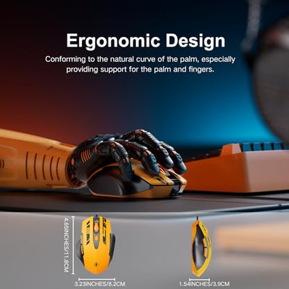 Uineer Wired Mouse, USB-A Computer Mouse with 6 Buttons,Adjustable | Plug-and-play USB-A wired connection with 6 programmable buttons, 7200 DPI and a 1.5 m cable. - color: Yellow