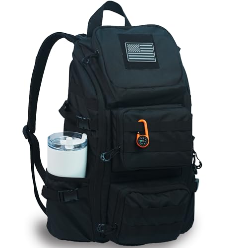 kokkoya 40L Tactical Backpack with Laptop Compartment Molle Slim Bag Men - color: Black