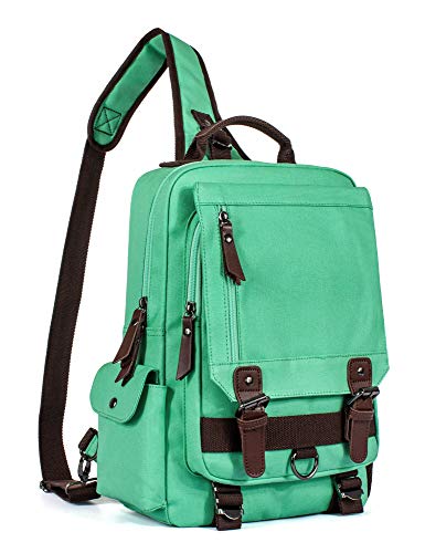 Retro Canvas Messenger Bag — Unisex Crossbody Shoulder Sling Bag for Travel, Work & Daily Use - color: Green, size: Large