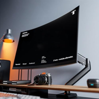 Monitor Arm 17"-32" Single Monitor Arm Mount, Aluminum Monitor Desk Stand, Articulating Mechanical Spring Arm Holds up to 19.8 Lbs, C-Clamp and Grommet Bases Adjustable Monitor Stands