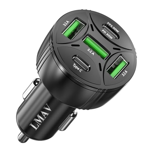 USB C Car Charger Adapter, 5 Ports 75W PD 3.0 Car Phone Charger Fast Charging Compatible with iPhone 16/15/14/13 Pro Max Series, iPad Pro, Galaxy S24/S23/S22/Note 20, Android, Pixel. - color: black/1pack