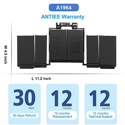 ANTIEE A1989 A1964 Laptop Battery for MacBook Pro 13 Inch A1989 (Mid 2018 2019) A2251(2020 Release) EMC 3214 3358 3348 MR9Q2LL/A MR9R2LL/A MR9T2LL/A MR9U2LL/A MR9V2LL/A MV962LL/A MV9A2LL/A - size: 10*4.5*0.32inch A1964