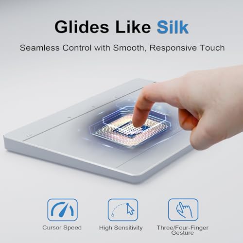 Wireless Bluetooth Trackpad for Windows 10/11, Supports 3 Connection Modes, High-Precision Multi-Gesture Touchpad, Compatible with PC Laptop Computer - color: Silver