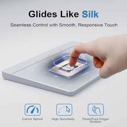 Wireless Bluetooth Trackpad for Windows 10/11, Supports 3 Connection Modes, High-Precision Multi-Gesture Touchpad, Compatible with PC Laptop Computer - color: Silver