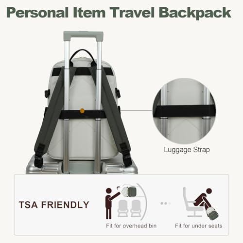 VANKEAN Laptop Backpack for Women (Beige-Army Green, 18 Inch) - color: Beige-army Green, size: 18 Inch