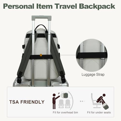 VANKEAN Laptop Backpack for Women (Beige-Army Green, 18 Inch) - color: Beige-army Green, size: 18 Inch