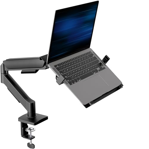 VIVO Universal Adjustable 10 to 15.6 inch Laptop Mount for Desk, Single Mechanical Arm VESA Notebook Stand with C-clamp and Grommet Options, Black, STAND-V001O-L