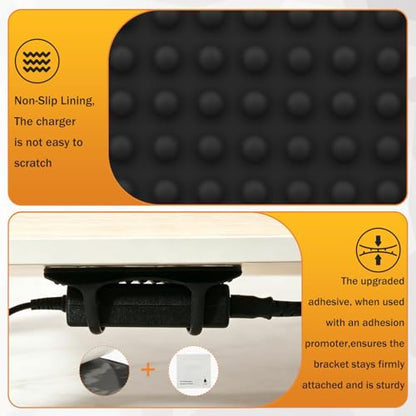 1 Pack Silicone Laptop Charger Holder with Adhesive Promoter Under Desk Universal Power Adapter Holder with Ventilated Design for Home and Office - size: 1pc
