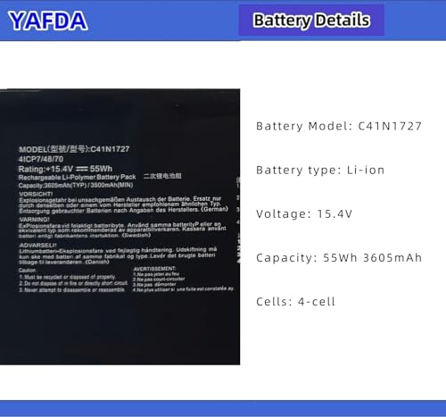 C41N1727 Laptop Battery Replacement for Asus ROG Zephyrus M GM501 GM501G GM501GM GM501GS GU501 GU501GM GM501GM-WS74 GM501GS-XS74 GM501GS-EI015T GU501GM-BI7N8 Series