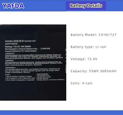C41N1727 Laptop Battery Replacement for Asus ROG Zephyrus M GM501 GM501G GM501GM GM501GS GU501 GU501GM GM501GM-WS74 GM501GS-XS74 GM501GS-EI015T GU501GM-BI7N8 Series