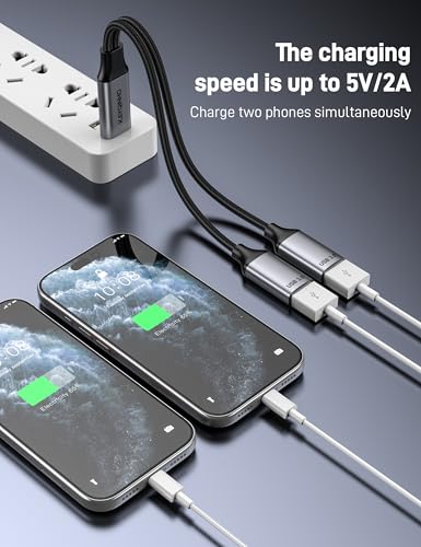 2 Pack USB 1 to 2 Splitter, USB 3.0 A Male to 2 USB Female Jack Y Splitter Hub Power Cord Adapter Cable Cord for Charging, Data Transfer, Laptop, Mac. - size: 2 Pack