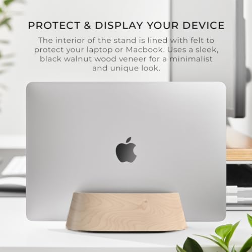 HumanCentric Vertical Laptop Stand in Maple Wood, Adjustable | Upright Adjustable Holder & Dock, Laptop Vertical Stand Fits MacBook Pro and Other Laptops .5" to 1.5", Clamshell Compatible - color: Maple Wood