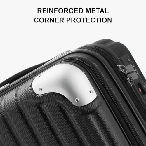 LEVEL8 Grace Carry On Luggage Airline Approved, 20 Inch Expandable Hardside Carry On Suitcase With Wheels, Abs+Pc Small Luggage with Tsa Lock, Black, 20-Inch - color: Black, size: 20 Inch + 4PC