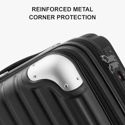LEVEL8 Grace Carry On Luggage Airline Approved, 20 Inch Expandable Hardside Carry On Suitcase With Wheels, Abs+Pc Small Luggage with Tsa Lock, Black, 20-Inch - color: Black, size: 20 Inch + 4PC