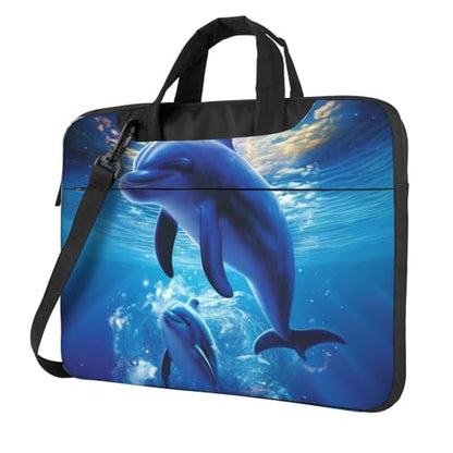 Cute Dolphins Laptop Bag for Women Computer Bag Shoulder Laptop Sleeve Business Work Briefcase - size: 15.6 inch