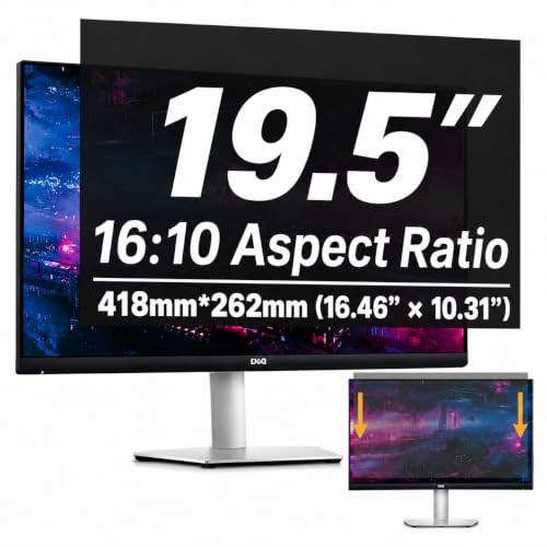 19.5 Inch Anti-Spy Privacy Screen Filter for Laptop and PC Monitor 16:10, Blue Light Blocking Anti-Glare Protector Film, Reversible Easy Install Slide-Mount Design (19.5 Inch 16:10 (16.46× 10.31 in)) - size: 19.5 Inch 16:10 (16.46× 10.31 in)