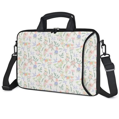 17 inch Laptop Shoulder Bag Carrying Case with Handle Fits 15.6/16/17/17.3/17.4 inch Laptop Notebook (Flowers Swallows, 16-17.3 inch) - color: Flowers Swallows