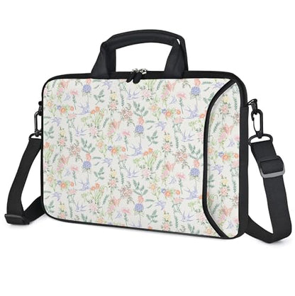17 inch Laptop Shoulder Bag Carrying Case with Handle Fits 15.6/16/17/17.3/17.4 inch Laptop Notebook (Flowers Swallows, 16-17.3 inch) - color: Flowers Swallows