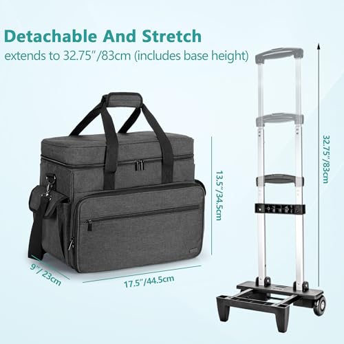 Teamoy Rolling Teacher Bag with 15.6" Laptop Compartment, Black | Teacher Tote Bag with Detachable Wheels, Multi-functional Wheeled Teacher Bag for Teaching, Office
