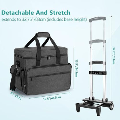 Teamoy Rolling Teacher Bag with 15.6" Laptop Compartment, Black | Teacher Tote Bag with Detachable Wheels, Multi-functional Wheeled Teacher Bag for Teaching, Office